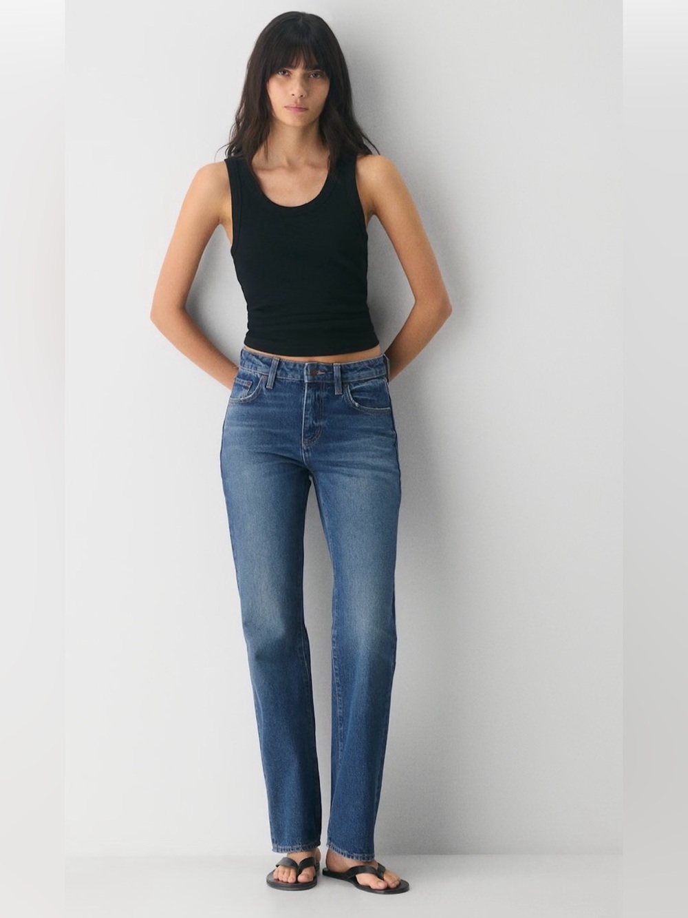 Denim Forum Sharon Mid Straight Dark Blue Vintage NWT 27
